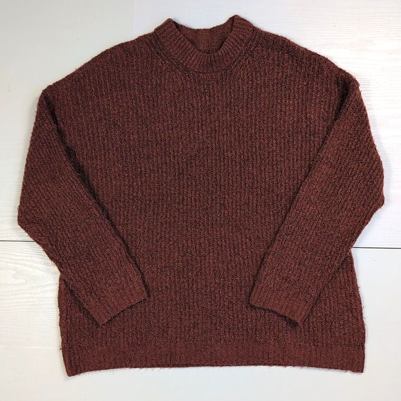 American Eagle Sweater Women’s Small Maroon Textured Knit Long Sleeve Pullover - Picture 2 of 11